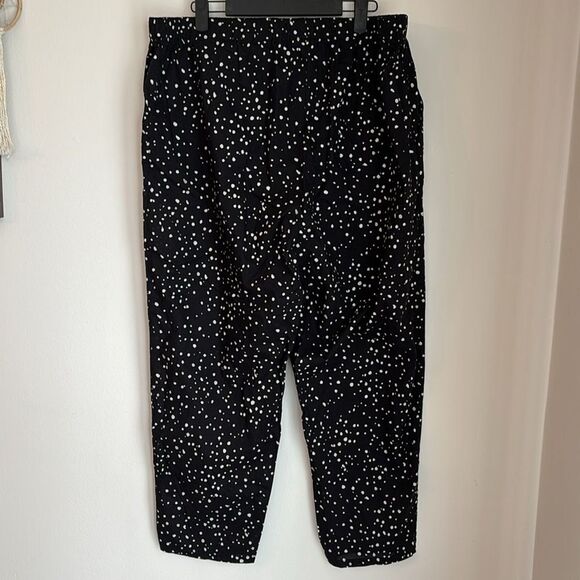 Eileen Fisher Women organic cotton Black & White Polka Dot pull on Pants large - Picture 6 of 10